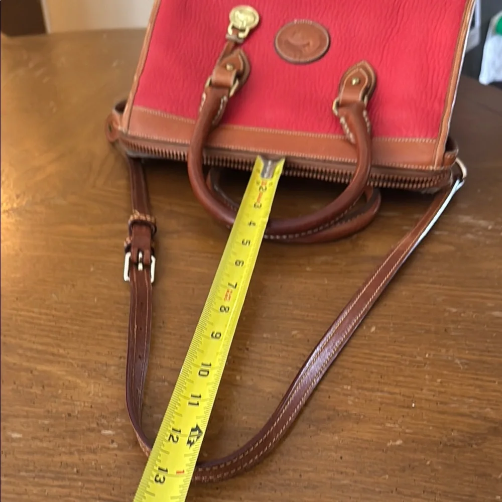 Vintage 90s Dooney & Bourke All Weather Leather Red  Satchel w/ Shoulder Strap - Picture 14 of 16